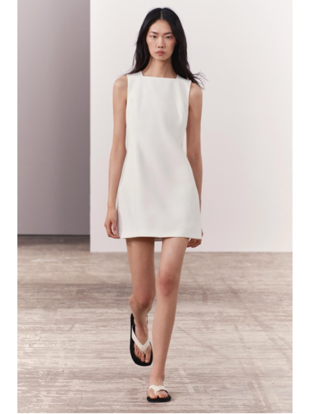 Women's ZARA White Sleeveless Square Neck Mini Dress M